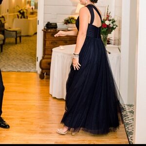 Navy Kennedy Blue Bridesmaid Dress One Shoulder